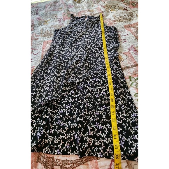 Tommy Hilfiger‎ Womens Chiffon Sleeveless Floral Dress Round Neck Black  L - Picture 6 of 9